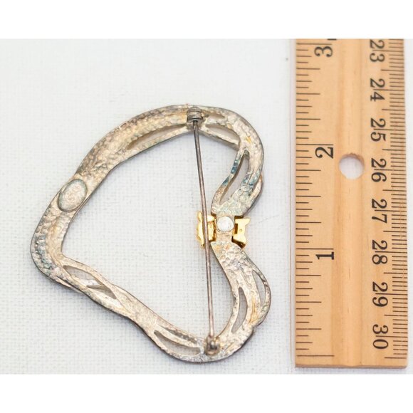 Vintage Heart Brooch, String Brooch, Gold Tone Brooch, Handmade Jewelry - A8 - Picture 2 of 2